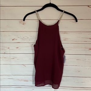 Silver Strap Maroon Top